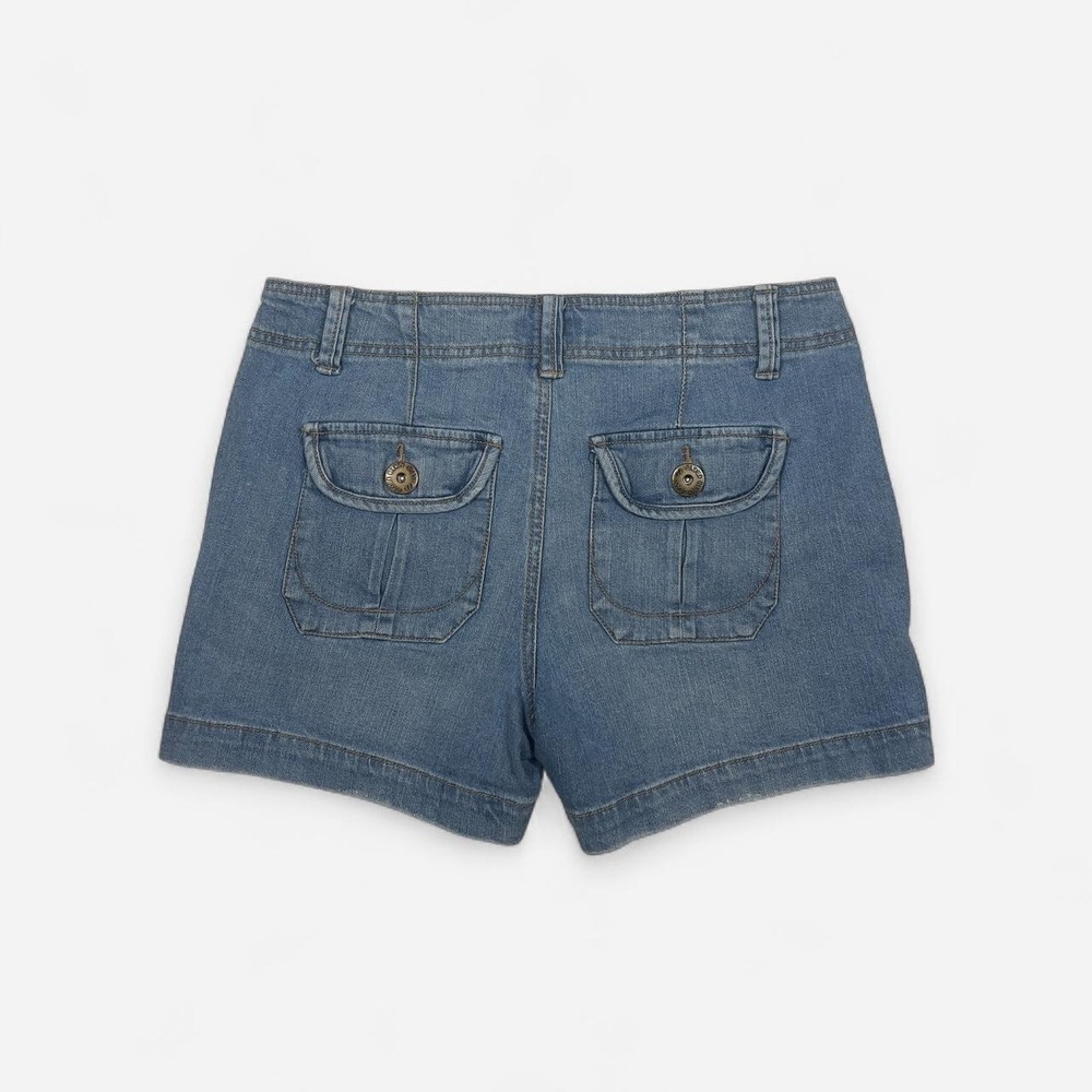 Faded Glory Stretch Denim Shorts Light‎ Wash Unique Pockets